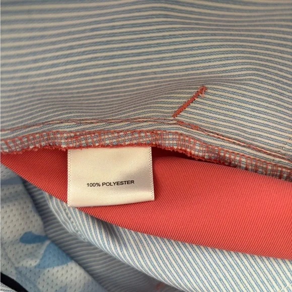 Peter Millar Shorts Men 36L Khaki Coral Res Salem Performance Flat Front Golf - Picture 10 of 10